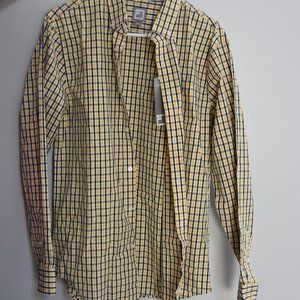 JCP Yellow and Navy Checkered Button Down Size M
